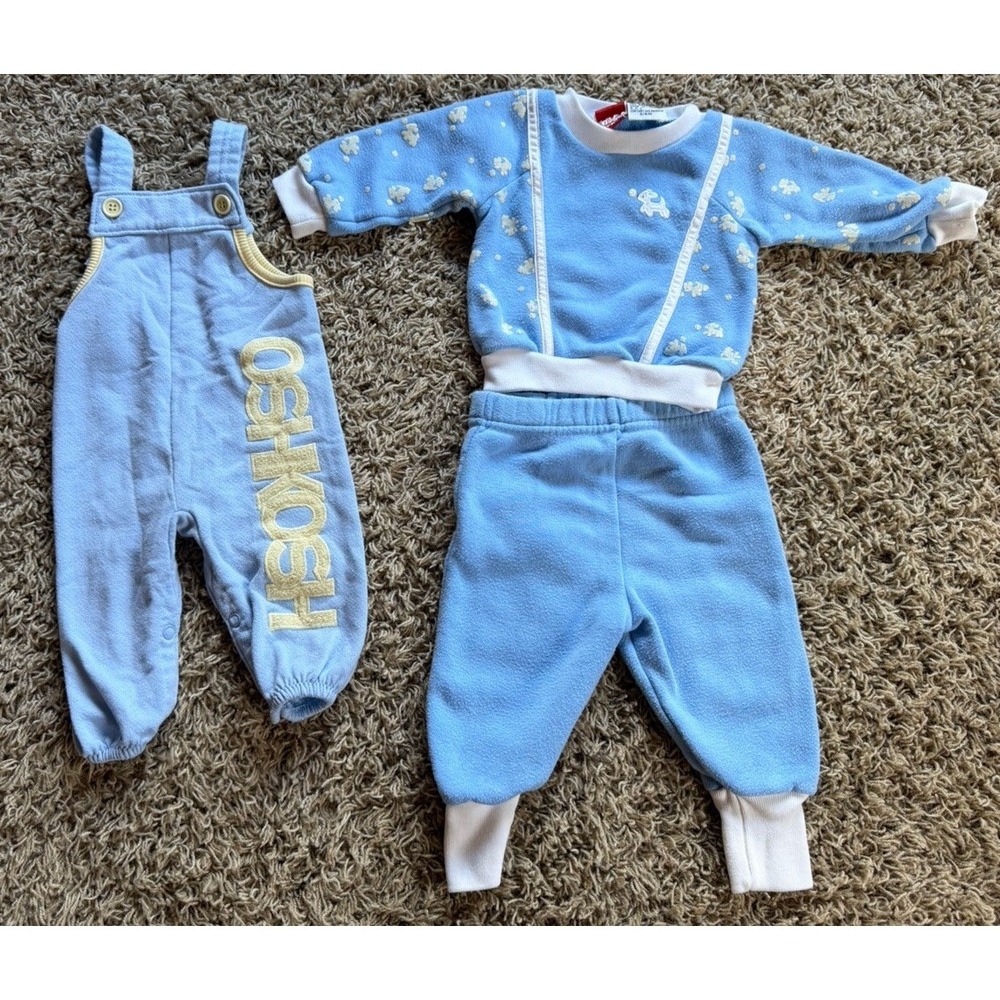 2 Vintage Baby Boy 3-6 Month Outfits Oshkosh & Kidding Around